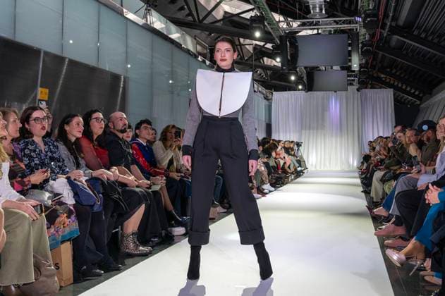 February 19, 2025, Madrid, Madrid, Spain: Model walks the runway at the RAFAEL URQUIZAR fashion show Ã¢â‚¬oeVANGUARDÃ¢â‚¬Â during the Mercedes Benz Fashion Week Madrid at Movistar Arena on February 19, 2025 in Madrid, Spain. Madrid Spain - ZUMAc312 1059032098st Copyright: xOscarxManuelxSanchezx