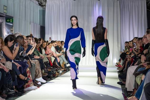 February 19, 2025, Madrid, Madrid, Spain: Model walks the runway at the RAFAEL URQUIZAR fashion show Ã¢â‚¬oeVANGUARDÃ¢â‚¬Â during the Mercedes Benz Fashion Week Madrid at Movistar Arena on February 19, 2025 in Madrid, Spain. Madrid Spain - ZUMAc312 1059032124st Copyright: xOscarxManuelxSanchezx