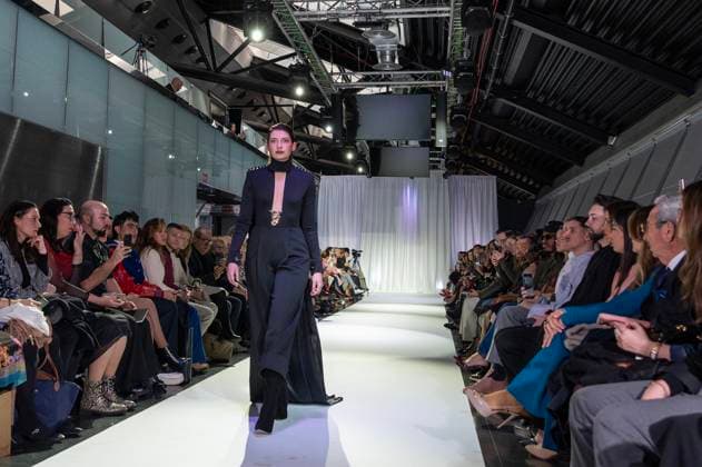 February 19, 2025, Madrid, Madrid, Spain: Model walks the runway at the RAFAEL URQUIZAR fashion show Ã¢â‚¬oeVANGUARDÃ¢â‚¬Â during the Mercedes Benz Fashion Week Madrid at Movistar Arena on February 19, 2025 in Madrid, Spain. Madrid Spain - ZUMAc312 1059032151st Copyright: xOscarxManuelxSanchezx
