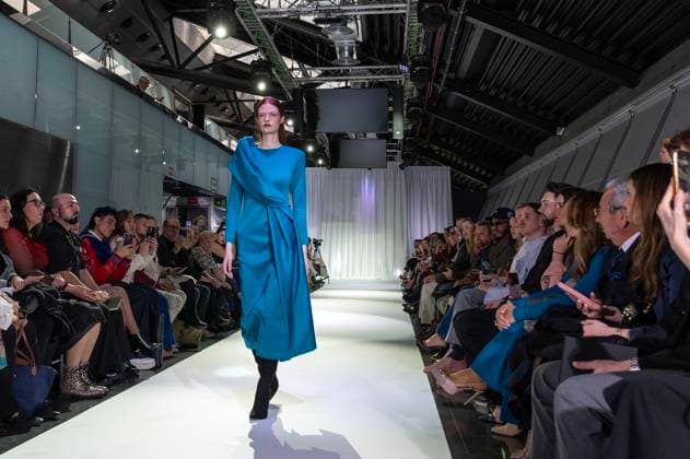 February 19, 2025, Madrid, Madrid, Spain: Model walks the runway at the RAFAEL URQUIZAR fashion show Ã¢â‚¬oeVANGUARDÃ¢â‚¬Â during the Mercedes Benz Fashion Week Madrid at Movistar Arena on February 19, 2025 in Madrid, Spain. Madrid Spain - ZUMAc312 1059032319st Copyright: xOscarxManuelxSanchezx