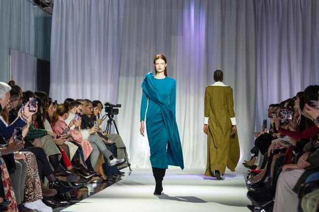 February 19, 2025, Madrid, Madrid, Spain: Model walks the runway at the RAFAEL URQUIZAR fashion show Ã¢â‚¬oeVANGUARDÃ¢â‚¬Â during the Mercedes Benz Fashion Week Madrid at Movistar Arena on February 19, 2025 in Madrid, Spain. Madrid Spain - ZUMAc312 1059032320st Copyright: xOscarxManuelxSanchezx