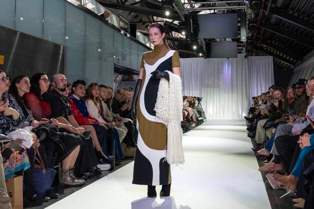 February 19, 2025, Madrid, Madrid, Spain: Model walks the runway at the RAFAEL URQUIZAR fashion show Ã¢â‚¬oeVANGUARDÃ¢â‚¬Â during the Mercedes Benz Fashion Week Madrid at Movistar Arena on February 19, 2025 in Madrid, Spain. Madrid Spain - ZUMAc312 1059032345st Copyright: xOscarxManuelxSanchezx