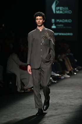 A model wears at collection runway a creation from Baro Lucas during Pasarela Cibeles Mercedes-Benz Fashion Week Madrid 2025 in Madrid, on Thursday ,20 February 2025. Cordon Press 