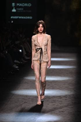 A model wears at collection runway a creation from Yolancris during Pasarela Cibeles Mercedes-Benz Fashion Week Madrid 2025 in Madrid, on Thursday ,20 February 2025. Cordon Press 