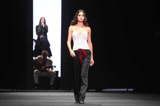 Pedro del Hierro fashion show at the 81st edition of MBFWM The model Rocío Crusset parades for Pedro del Hierro at the 81st edition of MBFWM, on February 20, 2025, in Madrid Spain PEDRO DEL HIERRO SHOW MBFWM FAMOUS MODELS José Madrid Madrid Spain  Copyright: xJosÃ xOlivax 6532585