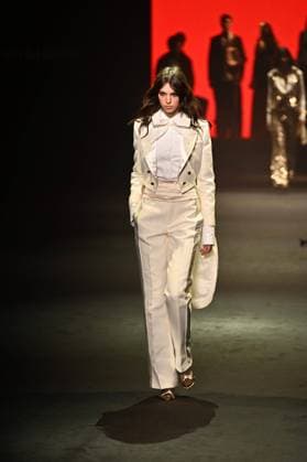 A model wears at collection runway a creation from Pedro de lHierro during Pasarela Cibeles Mercedes-Benz Fashion Week Madrid 2025 in Madrid, on Thursday ,20 February 2025. Cordon Press 