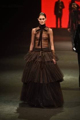 A model wears at collection runway a creation from Pedro de lHierro during Pasarela Cibeles Mercedes-Benz Fashion Week Madrid 2025 in Madrid, on Thursday ,20 February 2025. Cordon Press 