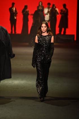 A model wears at collection runway a creation from Pedro de lHierro during Pasarela Cibeles Mercedes-Benz Fashion Week Madrid 2025 in Madrid, on Thursday ,20 February 2025. Cordon Press 