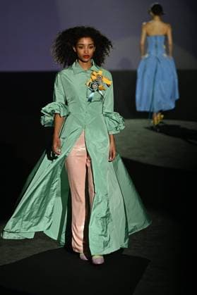 A model wears at collection runway a creation from Menchen Thomas during Pasarela Cibeles Mercedes-Benz Fashion Week Madrid 2025 in Madrid, on Thursday ,20 February 2025. Cordon Press 