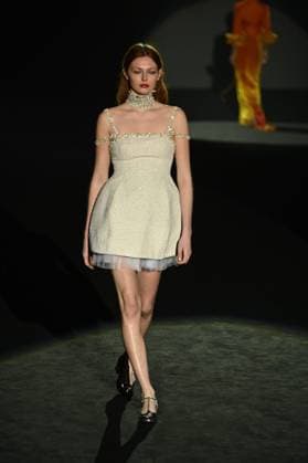 A model wears at collection runway a creation from Menchen Thomas during Pasarela Cibeles Mercedes-Benz Fashion Week Madrid 2025 in Madrid, on Thursday ,20 February 2025. Cordon Press 
