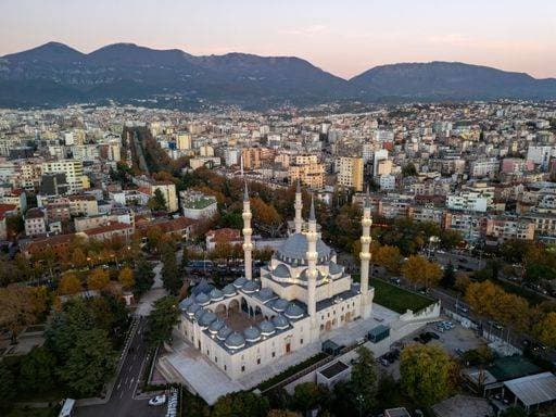 An aerial view of the Mosque of Namazgah in Tirana, Albania 27698045 RECORD DATE NOT STATED
