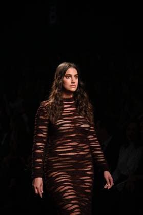 A model wears at collection runway a creation from Simorra during Pasarela Cibeles Mercedes-Benz Fashion Week Madrid 2025 in Madrid, on Friday ,21 February 2025 Cordon Press 