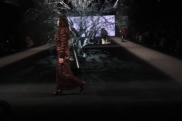 A model wears at collection runway a creation from Simorra during Pasarela Cibeles Mercedes-Benz Fashion Week Madrid 2025 in Madrid, on Friday ,21 February 2025 Cordon Press 