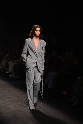 A model wears at collection runway a creation from Simorra during Pasarela Cibeles Mercedes-Benz Fashion Week Madrid 2025 in Madrid, on Friday ,21 February 2025 Cordon Press 