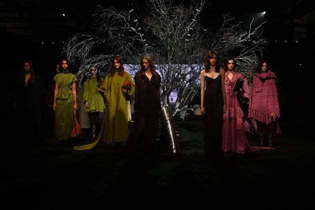 A model wears at collection runway a creation from Simorra during Pasarela Cibeles Mercedes-Benz Fashion Week Madrid 2025 in Madrid, on Friday ,21 February 2025 Cordon Press 