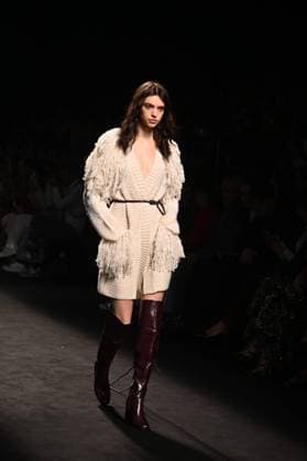 A model wears at collection runway a creation from Simorra during Pasarela Cibeles Mercedes-Benz Fashion Week Madrid 2025 in Madrid, on Friday ,21 February 2025 Cordon Press 