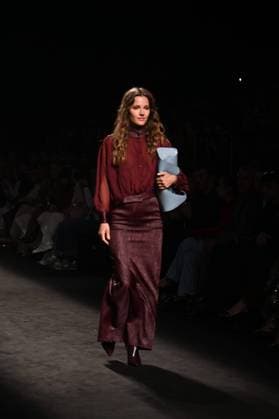 A model wears at collection runway a creation from Simorra during Pasarela Cibeles Mercedes-Benz Fashion Week Madrid 2025 in Madrid, on Friday ,21 February 2025 Cordon Press 