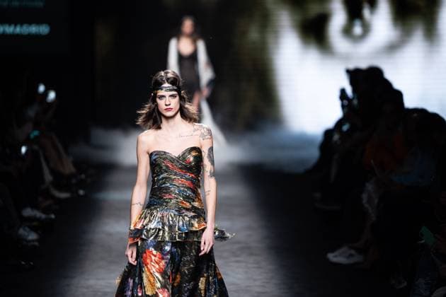 Spanish fashion designers Yolancris present their new collection at Madrid Fashion Week 2025, the most important fashion event in Spain. At IFEMA, Madrid, February 20, 2025. (20250220117)