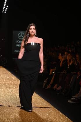 A model wears at collection runway a creation from Isabel Sanchis during Pasarela Cibeles Mercedes-Benz Fashion Week Madrid 2025 in Madrid, on Friday ,21 February 2025. Cordon Press 