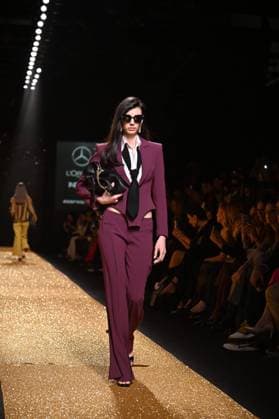 A model wears at collection runway a creation from Isabel Sanchis during Pasarela Cibeles Mercedes-Benz Fashion Week Madrid 2025 in Madrid, on Friday ,21 February 2025. Cordon Press 