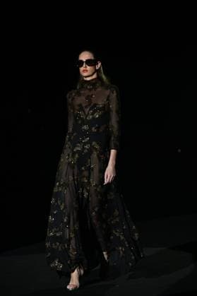 A model wears at collection runway a creation from Hannibal Laguna during Pasarela Cibeles Mercedes-Benz Fashion Week Madrid 2025 in Madrid, on Friday ,21 February 2025. Cordon Press 