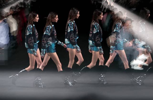 Custo Barcelona fashion show at the 81st edition of MBFWM A model parades during the Custo Barcelona fashion show, at the 81st edition of the Mercedes Benz Fashion Week MBFW , at IFEMA Madrid, on February 21, 2025, in Madrid Spain IFEMA Madrid hosts the Mercedes Benz Fashion Week Madrid MBFW from February 19 to 23 February 21 FEBRUARY 2025 CUSTO MODA MBFW FASHION WEEK SEMANA DE LA MODA MODEL PASARELA DESFILE Madrid Madrid Espana  Copyright: xEduardoxParrax 6534880