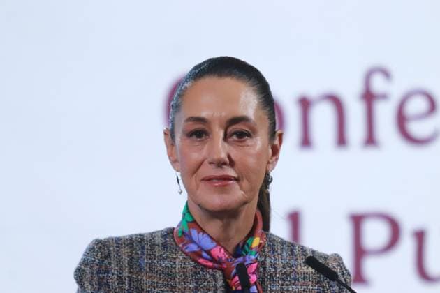 Mexico s President, Claudia Sheinbaum speaking during a news conference about tax collection results, International Mother Language Day and the Attorney General s Office analyzing El Mayo Zambada s repatriation request, at the National Palace. on February 21, 2025. Mexico City Mexico - ZUMAe321 20250221_zia_e321_003 Copyright: xCarlosxSantiagox