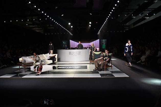A model wears at collection runway a creation from Erroz during Pasarela Cibeles Mercedes-Benz Fashion Week Madrid 2025 in Madrid, on Friday ,21 February 2025 Cordon Press 