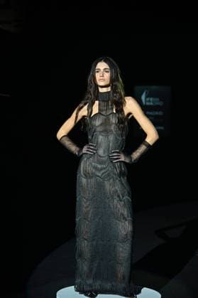 A model wears at collection runway a creation from Malne during Pasarela Cibeles Mercedes-Benz Fashion Week Madrid 2025 in Madrid, on Friday ,21 February 2025. Cordon Press 