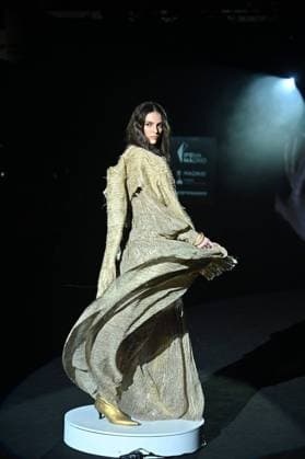 A model wears at collection runway a creation from Malne during Pasarela Cibeles Mercedes-Benz Fashion Week Madrid 2025 in Madrid, on Friday ,21 February 2025. Cordon Press 