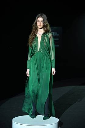 A model wears at collection runway a creation from Malne during Pasarela Cibeles Mercedes-Benz Fashion Week Madrid 2025 in Madrid, on Friday ,21 February 2025. Cordon Press 