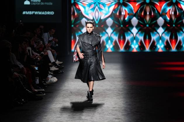Barcelona-based designer JNorig presents his new collection in collaboration with 3D artist Krisztian Paczolay at Madrid Fashion Week 2025, the most important fashion event in Spain. At IFEMA, Madrid, February 22, 2025. (202502221)