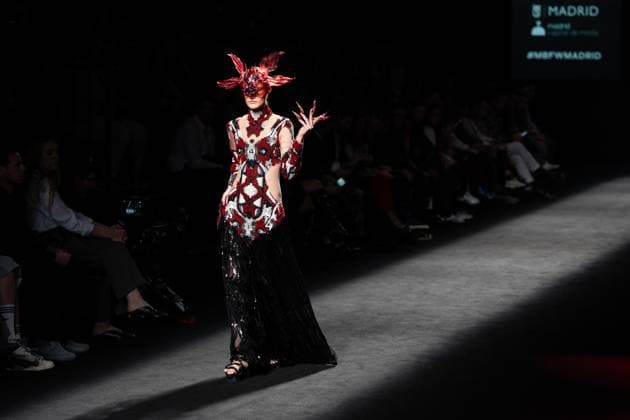Barcelona-based designer JNorig presents his new collection in collaboration with 3D artist Krisztian Paczolay at Madrid Fashion Week 2025, the most important fashion event in Spain. At IFEMA, Madrid, February 22, 2025. (2025022246)