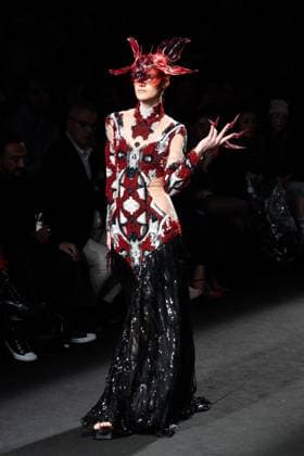 Barcelona-based designer JNorig presents his new collection in collaboration with 3D artist Krisztian Paczolay at Madrid Fashion Week 2025, the most important fashion event in Spain. At IFEMA, Madrid, February 22, 2025. (2025022247)