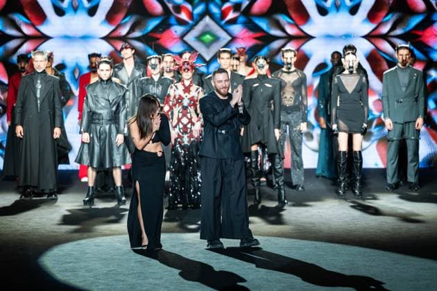 Barcelona-based designer JNorig presents his new collection in collaboration with 3D artist Krisztian Paczolay at Madrid Fashion Week 2025, the most important fashion event in Spain. At IFEMA, Madrid, February 22, 2025. (2025022264)