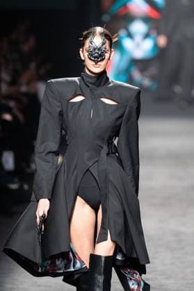 Barcelona-based designer JNorig presents his new collection in collaboration with 3D artist Krisztian Paczolay at Madrid Fashion Week 2025, the most important fashion event in Spain. At IFEMA, Madrid, February 22, 2025. (202502223)