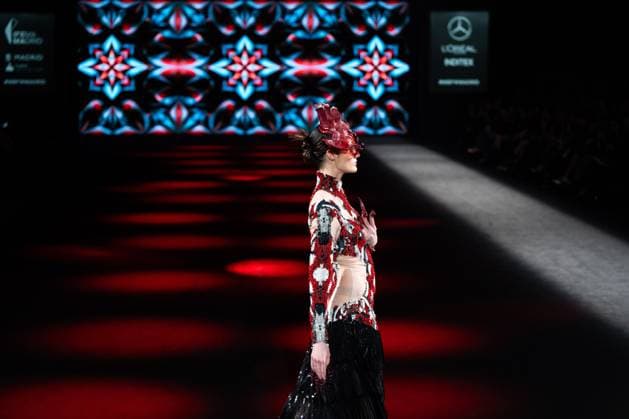 Barcelona-based designer JNorig presents his new collection in collaboration with 3D artist Krisztian Paczolay at Madrid Fashion Week 2025, the most important fashion event in Spain. At IFEMA, Madrid, February 22, 2025. (2025022249)