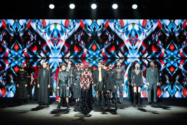Barcelona-based designer JNorig presents his new collection in collaboration with 3D artist Krisztian Paczolay at Madrid Fashion Week 2025, the most important fashion event in Spain. At IFEMA, Madrid, February 22, 2025. (2025022266)