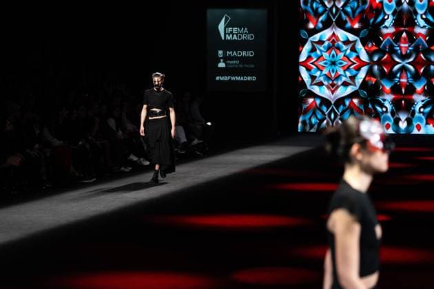 Barcelona-based designer JNorig presents his new collection in collaboration with 3D artist Krisztian Paczolay at Madrid Fashion Week 2025, the most important fashion event in Spain. At IFEMA, Madrid, February 22, 2025. (2025022234)