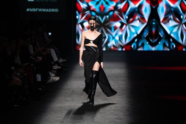 Barcelona-based designer JNorig presents his new collection in collaboration with 3D artist Krisztian Paczolay at Madrid Fashion Week 2025, the most important fashion event in Spain. At IFEMA, Madrid, February 22, 2025. (2025022218)