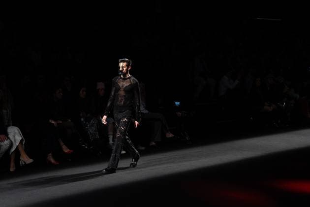 Barcelona-based designer JNorig presents his new collection in collaboration with 3D artist Krisztian Paczolay at Madrid Fashion Week 2025, the most important fashion event in Spain. At IFEMA, Madrid, February 22, 2025. (2025022219)