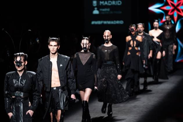 Barcelona-based designer JNorig presents his new collection in collaboration with 3D artist Krisztian Paczolay at Madrid Fashion Week 2025, the most important fashion event in Spain. At IFEMA, Madrid, February 22, 2025. (2025022256)