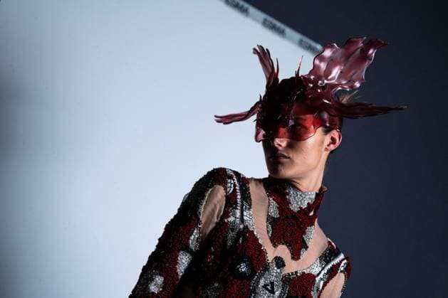 Barcelona-based designer JNorig presents his new collection in collaboration with 3D artist Krisztian Paczolay at Madrid Fashion Week 2025, the most important fashion event in Spain. At IFEMA, Madrid, February 22, 2025. (2025022273)