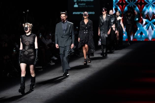 Barcelona-based designer JNorig presents his new collection in collaboration with 3D artist Krisztian Paczolay at Madrid Fashion Week 2025, the most important fashion event in Spain. At IFEMA, Madrid, February 22, 2025. (2025022257)