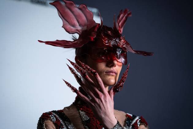 Barcelona-based designer JNorig presents his new collection in collaboration with 3D artist Krisztian Paczolay at Madrid Fashion Week 2025, the most important fashion event in Spain. At IFEMA, Madrid, February 22, 2025. (2025022277)