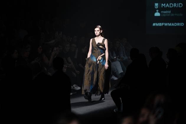 Spanish prominent designer Angel Schlesser presents his new collection at Madrid Fashion Week 2025, the most important fashion event in Spain. At IFEMA, Madrid, February 22, 2025. (20250222117)