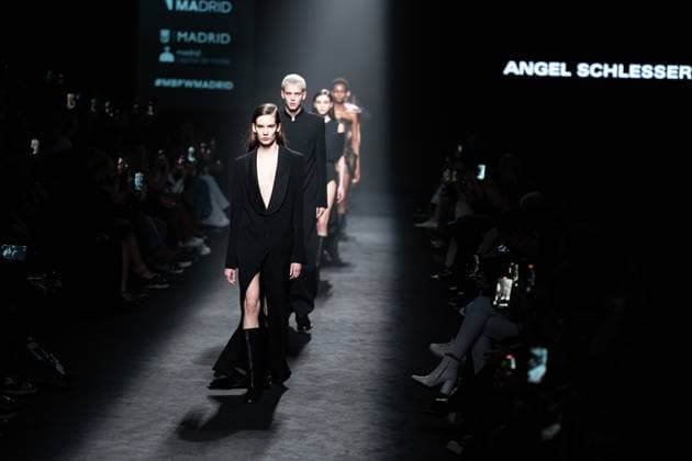 Spanish prominent designer Angel Schlesser presents his new collection at Madrid Fashion Week 2025, the most important fashion event in Spain. At IFEMA, Madrid, February 22, 2025. (20250222126)