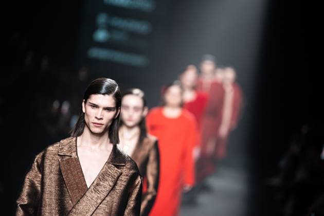Spanish prominent designer Angel Schlesser presents his new collection at Madrid Fashion Week 2025, the most important fashion event in Spain. At IFEMA, Madrid, February 22, 2025. (20250222130)