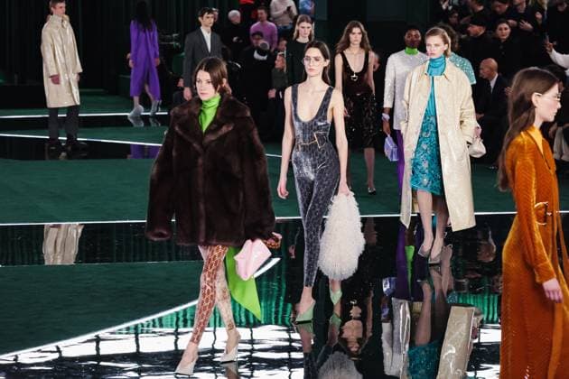 Milan, Italy: Milan, Milan Women s Fashion Week: Fall Winter 2025 - Women s Fashion, Fall Winter 2025 - Gucci Fashion Show - Catwalk. In the photo: Model- Women s Fashion, Fall Winter 2025 - Gucci Fashion Show - Catwalk. In the photo: Model Milan Italy  - ZUMAp169 20250225_zea_p169_587 Copyright: xAlessandroxBremecx