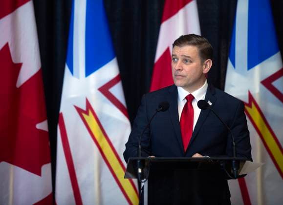 February 25, 2025, St. John s, Nl, CANADA: Newfoundland and Labrador Premier Andrew Furey holds a news conference in St.John s, Tuesday, Feb. 25, 2025 where he announced his resignation as premier. St. John s CANADA  - ZUMAc35_ 20250225_zaf_c35_030 Copyright: xPaulxDalyx